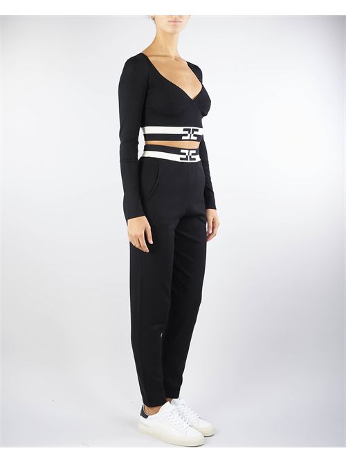 Top cropped in viscosa con bande logo Elisabetta Franchi ELISABETTA FRANCHI | Maglia | MK55S46E2685